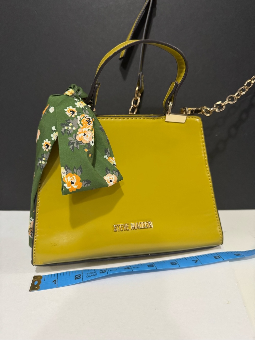 Steve Madden Chartreuse Mini Satchel with Floral Scarf